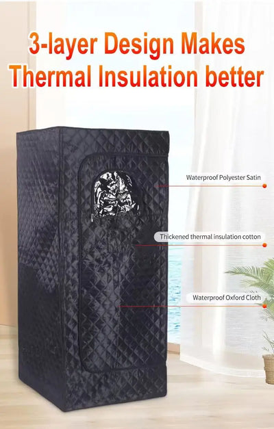 Full Body Home Steam Sauna Set 3L Large Steam Pot One Person Sauna Spa with Time Temperature Remote Control Detox Therapy SPA