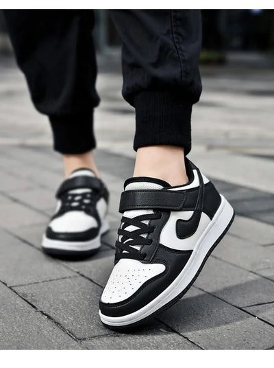 Boys' sports shoes 2025 new leather-covered waterproof children's casual shoes primary school trend non-slip board shoes