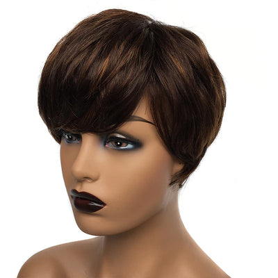 Cheap Human Hair Wigs Short Bob Pixie Cut Wig Human Hair For Women perruque cheveux humain Brazilian Colored Wig Machine Made