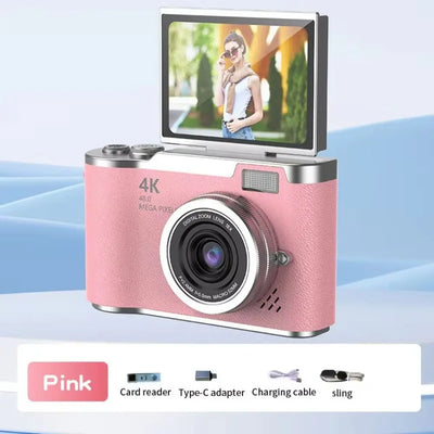 High-Definition HD Digital Camera 4K 48MP 8X Digital Zoom Video Camcorder CCD with Hanging Straps Flip Screen