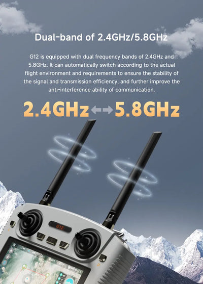 SKYDROID G12 Drone Remote Control 2.4GHz/5.8GHz dual band switching 20KM wireless high-definition image transmission