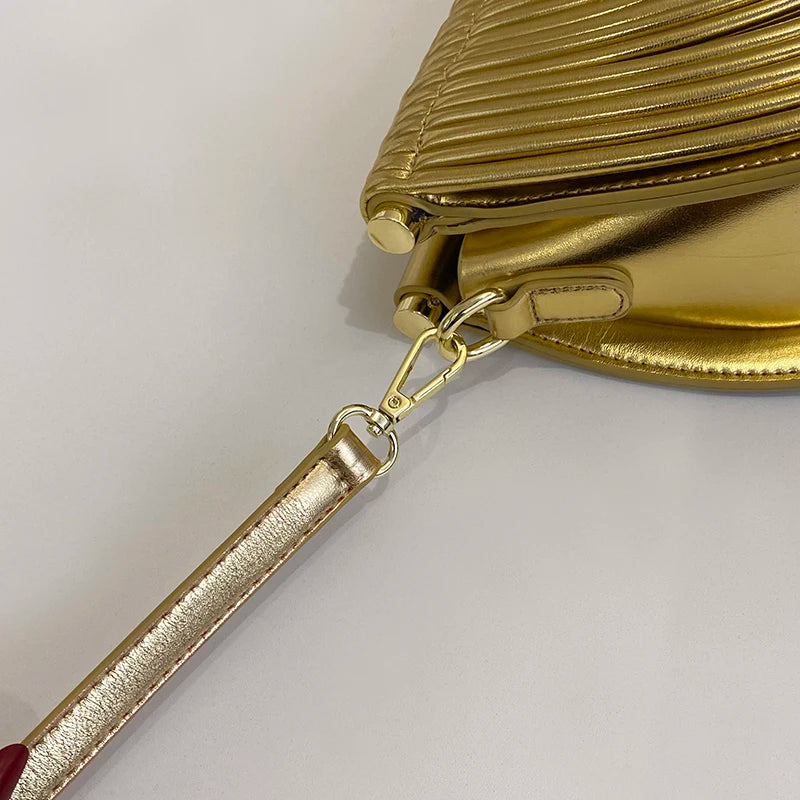Handbags for Women 2025 New Gold Luxury Designer Brand Handwoven Noodle Bags Rope Knotted Pulled Half Moon Silver Evening Clutch