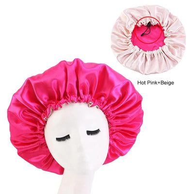 Hair Satin Bonnet For Sleeping Cap Silk Bonnet Bonnet Femme Women Night Sleep Cap Head Cover Flower Elastic Band Solid
