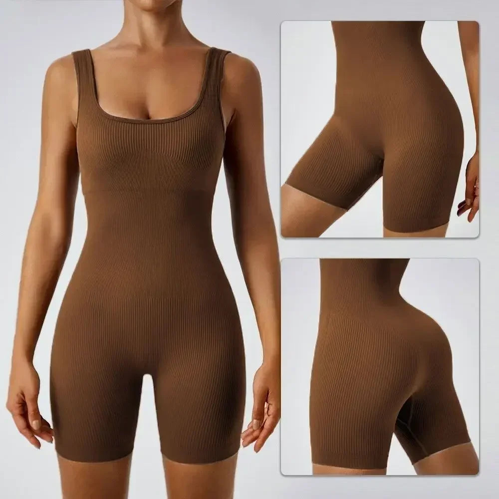 Women's Sleeveless Jumpsuit  Abdomen and Hips Women's Solid Color Sexy Tight-fitting Sports Yoga Jumpsuit  Fitness Clothes
