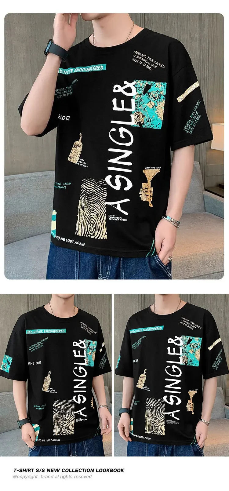 Men New T Shirt  Fashion Novelty  T Shirt   Tops Shirts Tee T-Shirt Crew Neck Streetwear Retro Style Multiple Colors Available