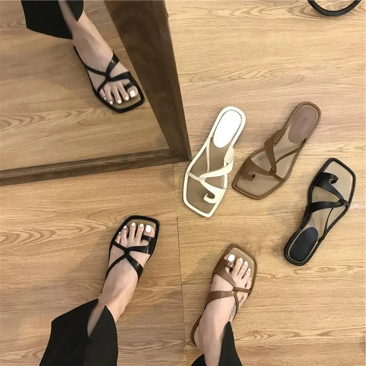 Women's Sandals Summer New 2024 Women Casual Flat Shoes Outdoor Clip Toe Flip Flops Women Beach Non-slip Sandals