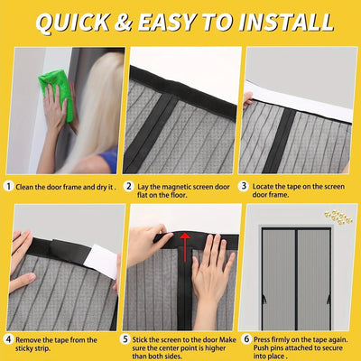 Magnetic Screen Door - Keeps Bugs Out Let Breeze in, Self Sealing, Heavy Duty, Hands Free Mesh Partition