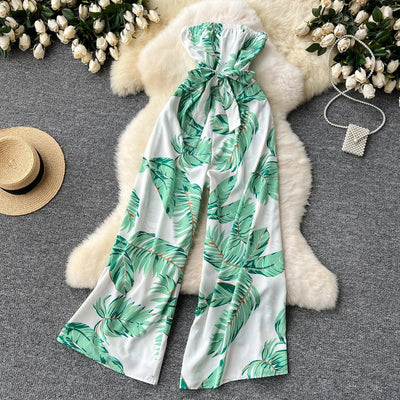 Women's Jumpsuit Elegant Sexy Suspender Printed Jumpsuits Casual Hip Waist Overalls Romper For Women Spring Summer 2024