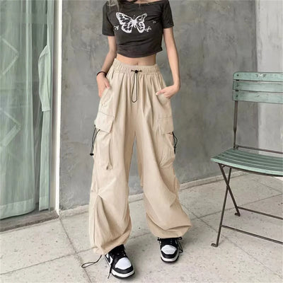 Pockets Cargo Pants Women Outdoors High Waist Cool Outwear Baggy Tactical Trouser Fashion Hip Hop Joggers Trousers Female Pants