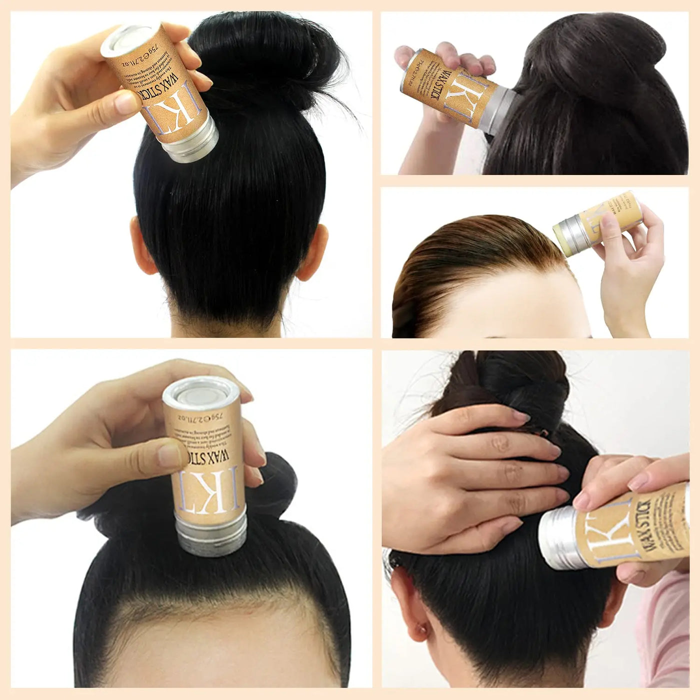 Women Hair Wax Stick Set with Slick Back Brushes Gel Pomade for Kids Little Girls Toddler Flyaway Hair Wig Styling Accessories