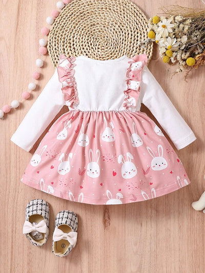 Rabbit Printed Long sleeved Princess Dress For Children |Spring and Autumn  |Infant and Child Party Casual