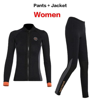 Wetsuit 3MM Neoprene Men Long Sleeve Split Wetsuit Warm Jacket Pants Plus Size Women Swimsuit Scuba Diving Snorkeling Surf Suit