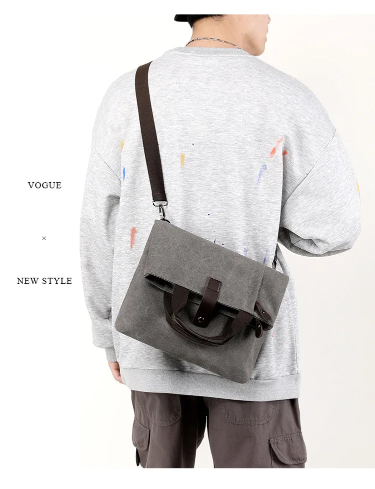 Men's Fashion Canvas Shoulder Bag Business Travel Crossbody bags Men Multifunctional Messenger Bags Briefcase Men Handbags Totes
