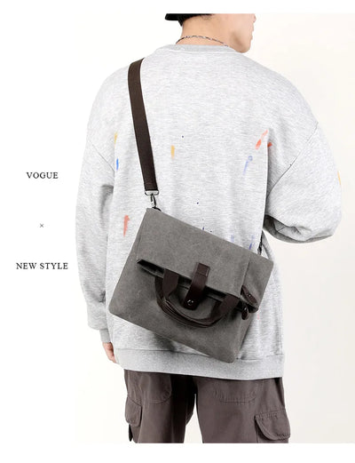 Men's Fashion Canvas Shoulder Bag Business Travel Crossbody bags Men Multifunctional Messenger Bags Briefcase Men Handbags Totes