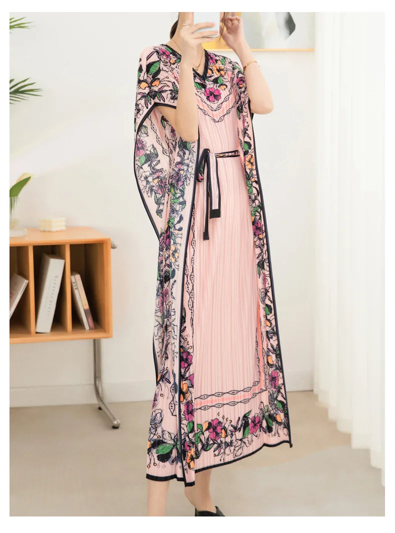 2025 Spring Summer Women's New Sexy One Shoulder Off Shoulder Fashion Red Flower Printed Lace Up Waist Long Swing Dress