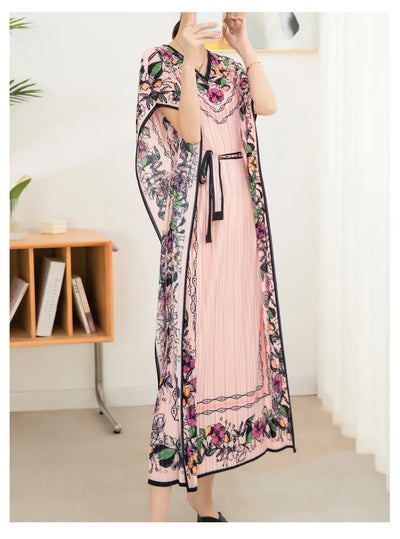 2025 Spring Summer Women's New Sexy One Shoulder Off Shoulder Fashion Red Flower Printed Lace Up Waist Long Swing Dress