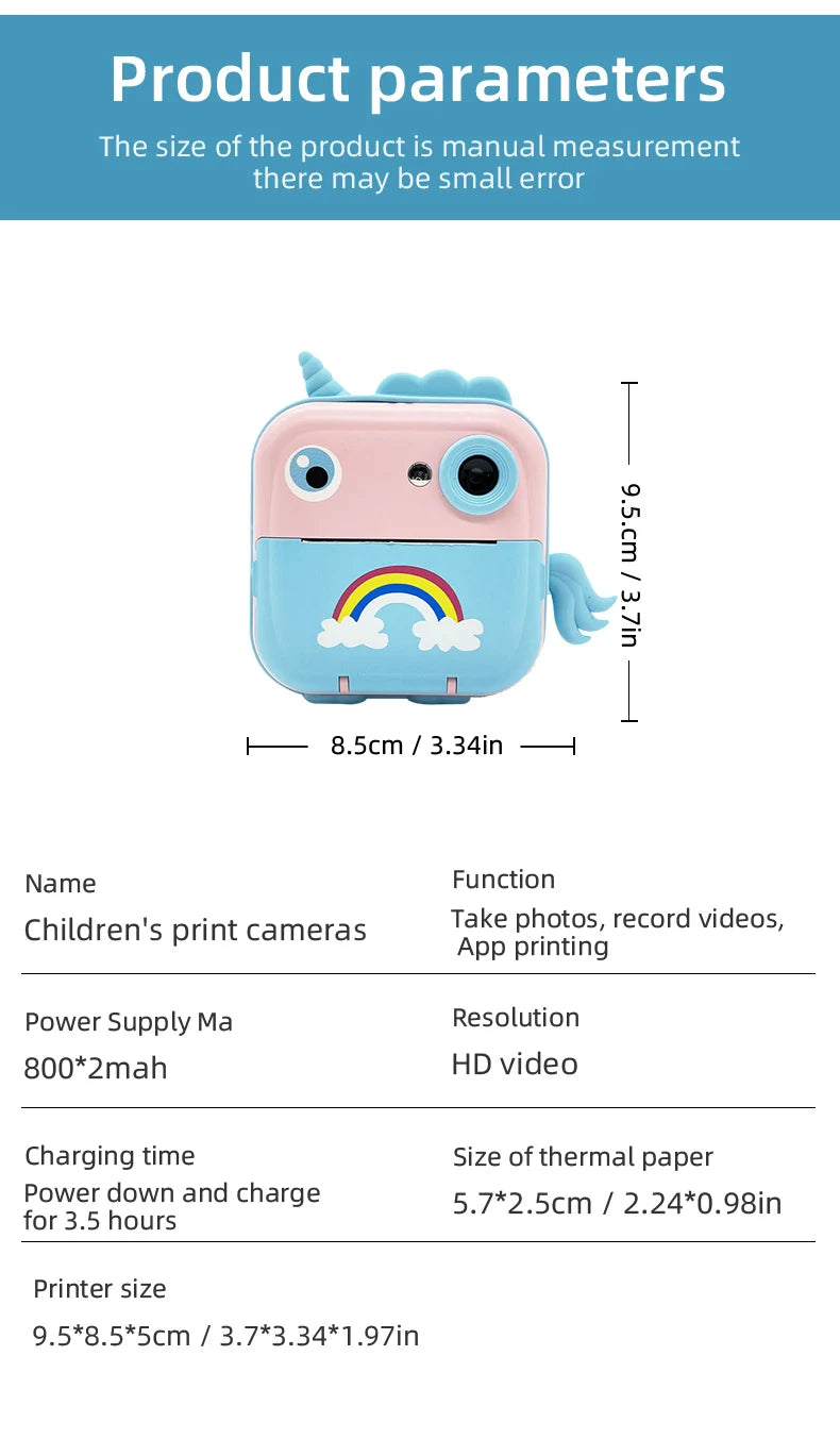 Digital Children Camera For Photography Instant Print Photo Kids Camera Mini Thermal Printer Video Educational Toys Gift