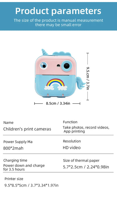 Digital Children Camera For Photography Instant Print Photo Kids Camera Mini Thermal Printer Video Educational Toys Gift