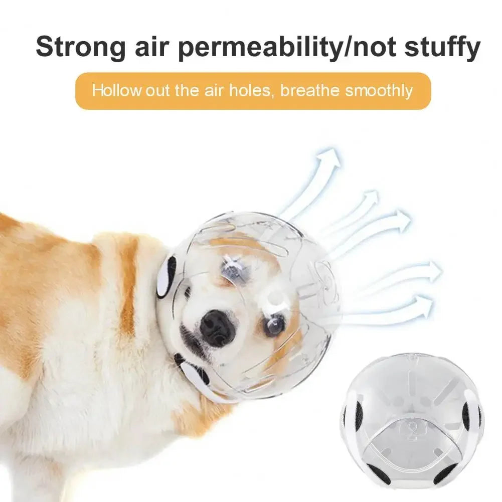 Pet Hood for Dogs Cats Anti-bite Pet Helmet Adjustable Breathable Cat Muzzle Helmet for Pet Comfort Anti-bite Transparent Dog
