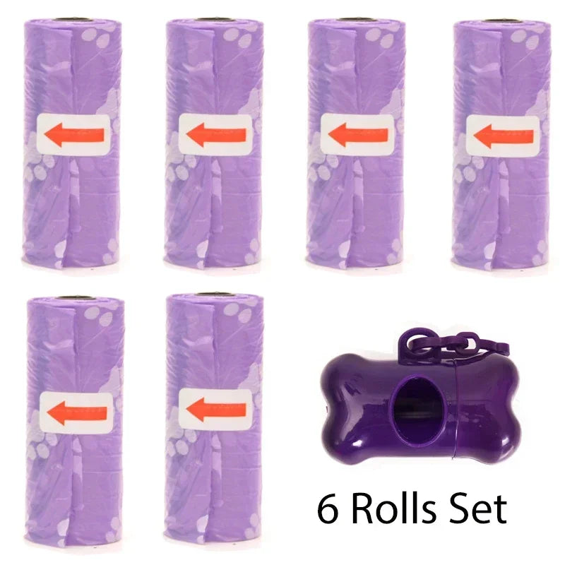 Disposable Pet Poop Bags Dog Poop Bag Bone Dispenser with Leash Clip Puppy Dog Products Supplies 5Roll(75Pcs) Bags