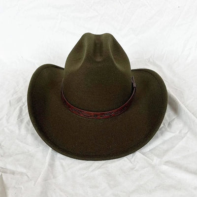 Men's Western Women's Cowboy Hat Army Green Men's Women's Cowboy Jazz Hat Wide Brim Felt Fedora Sombrero Hombre