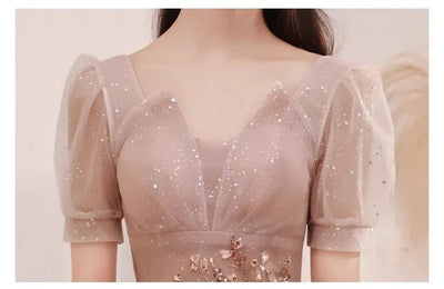 High-End Banquet Evening Dresses Women's 2025 New Spring Summer Light Luxury Slim Birthday Party Performance Dance Clothes Dress