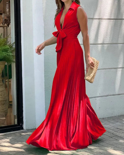 Women Jumpsuit Summer Fashion V Neck Sleeveless Lapel Floral Print Lace Up Loose Wide Legs Pants Romper High Streetwear