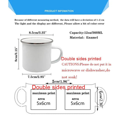 Initial Letter Print Mugs Enamel Creative Coffee Cups Drinks Wine Juice Milk Cup Vintage Home Office Handle Drinkware Best Gifts