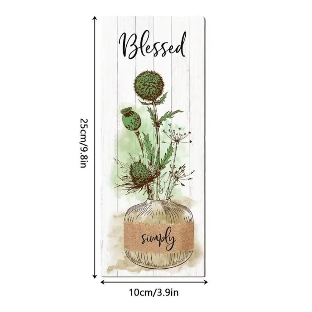 Wall Plate Wooden Floral Wall Art Handmade Rustic Style Plants Hanging Sign Decorative Wall Decor Paintings Home Decor