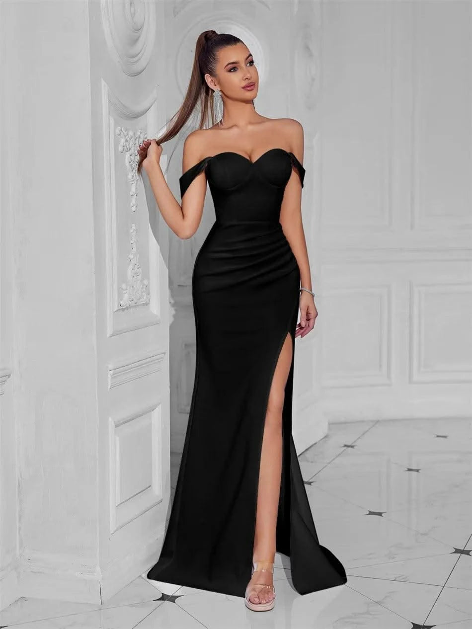 Cocktail Dress For Women Off Shoulder Sexy Floor Length Party Evening Night Outfit Club Formal Wedding Guest Maxi Gala Vestidos