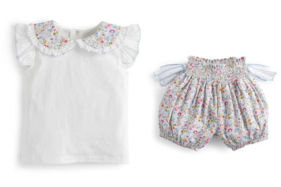 Summer Clothes Set for Baby Girls Kids Kawaii Vest Tops and Floral Printed Butt Pants Children Korean Style Casual Playwear
