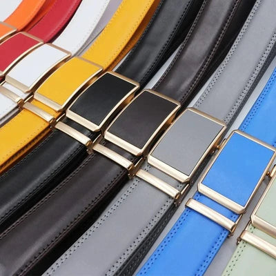 Men Black Strap Waistband Genuine Leather Automatic Buckle Belts |  Belts for Business