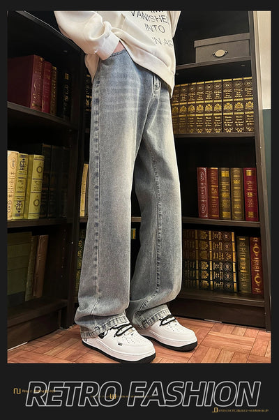 Autumn New Men's Jeans Baggy Straight Wide Leg Male Fashion Vintage Denim Pants Men Youth Popular Brand Streetwear Jean Trousers