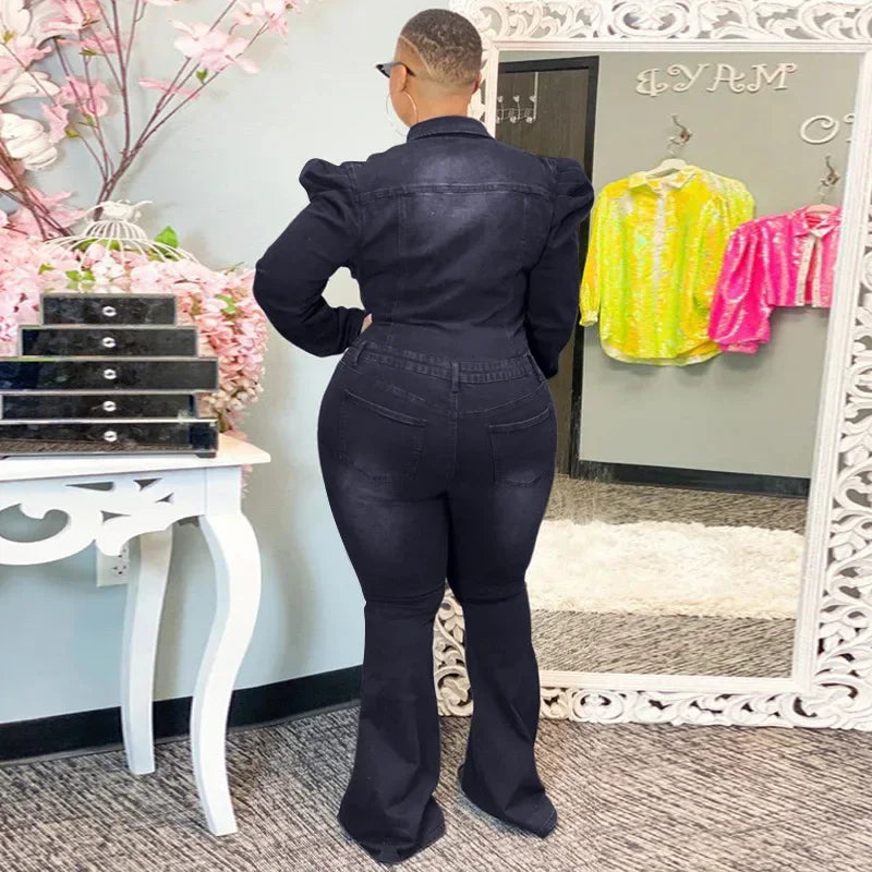 Full Length Overalls Women Jeans Bleached Washed Denim Mid Waist Jumpsuits Single Breasted Sashes Spliced Vintage Casual
