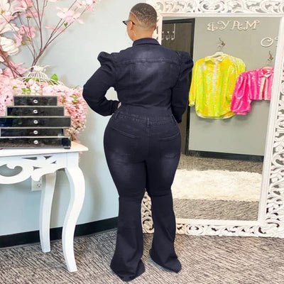 Full Length Overalls Women Jeans Bleached Washed Denim Mid Waist Jumpsuits Single Breasted Sashes Spliced Vintage Casual