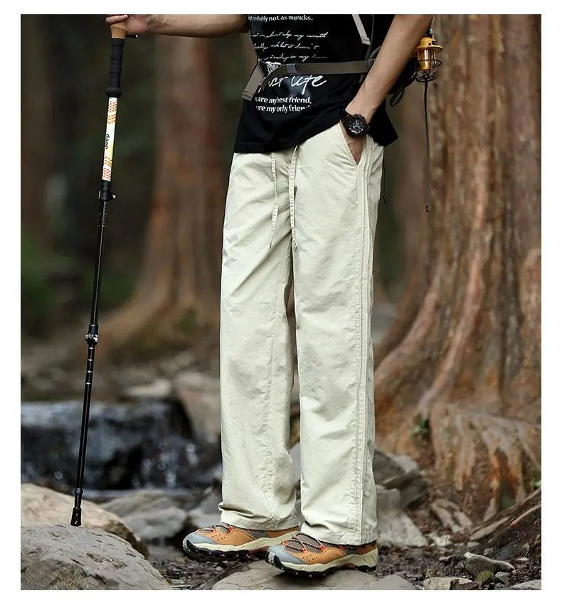 Men's Trousers 2025 Summe Fashion Thin Style Business Casual Pants Outdoor Stretch Breathable Straight Leg Loos Baggy Versatile