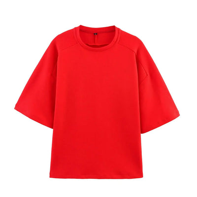Women Summer Fashion 2 Pieces Short Sets Solid Loose T-Shirt and High Elastic Waist  Shorts Sportswear Female Chic Lady