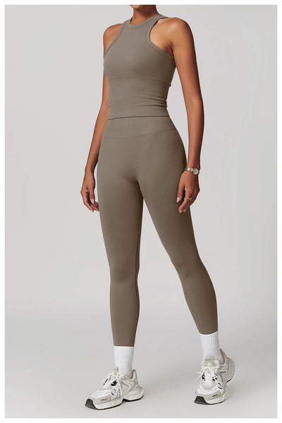 Seamless Athletic Wear Women's Clothes 2 Pieces Yoga Set Workout Sportswear Gym Clothing High Waist Leggings Fitness Sports Suit