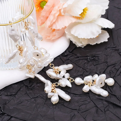 Luxury Baroque Irregularity Pearl Necklace Double Layered Jewelry for Women Fashionable Long Chain Dress Female Accessory Gift