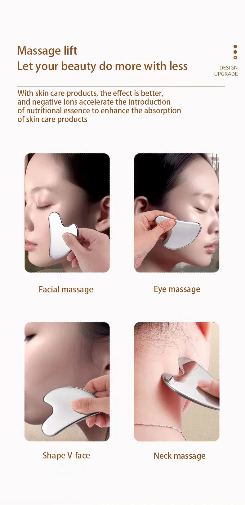 Facial Massage Scraper Stainless Steel Beauty Scraper Face Lift Law Full-Body Dolphin Heart Scraper Holster