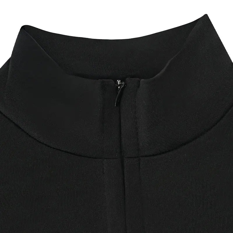Women New Jumpsuits Spring Fashion Streetwear Long Sleeves Half High Collar Zippers Bodycon Rompers Black Sexy Female Jumpsuits