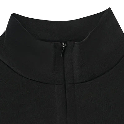 Women New Jumpsuits Spring Fashion Streetwear Long Sleeves Half High Collar Zippers Bodycon Rompers Black Sexy Female Jumpsuits