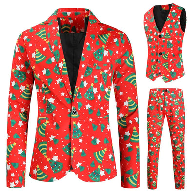 Men's Blazers Sets Rainbow Striped Print Blazers Jacket+Pants+Vest Man three Pieces Sets Prom Party Stage Singer Dancer Costumes