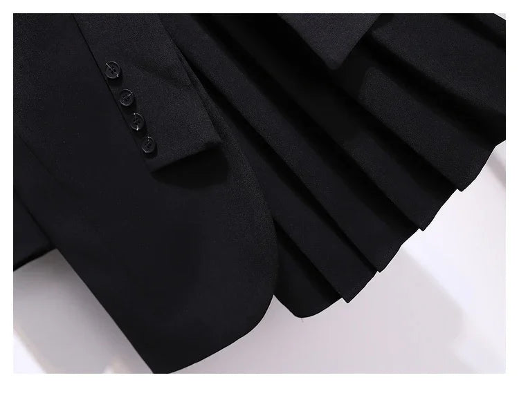 Blazer Women 2025 Spring New Fashion Women Clothing Suit Skirt Jacket Belt Waist Slim Suit Women Blazer Long Coat Black Blazers