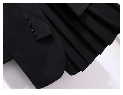 Blazer Women 2025 Spring New Fashion Women Clothing Suit Skirt Jacket Belt Waist Slim Suit Women Blazer Long Coat Black Blazers