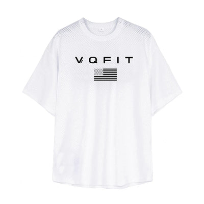 Oversized Gym Bodybuilding Muscle Tops Loose Mesh Quick Dry Shirt Fitness Men's T-Shirt Sports Running Short Sleeve