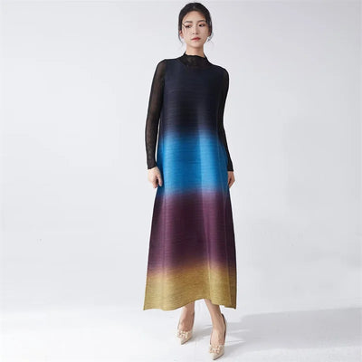 Womens Dresses Evening Dresses Ladies' Lssey Miyake Dress's High Sense Wear 2025 New Gradient Sleeveless Loose Long Dress Tide