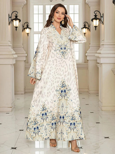 Summer Party Dress for Women Abaya Leopard Print Vestidos Largos 2025 Eid Muslim Caftan Robe Jalabiya Ramadan Morocco Kaftan