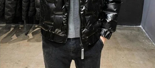 Men's Down Jacket Glossy Male Padded Coats Short Parkas Collared Padding Winter 2024 Outerwears Fashion 2024 Promotion Hot Outer