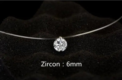 6mm 8mm Moissanite Pendant 925 Silver Solitaire Necklace for Women Invisible Fish Line Chain Jewelry Choker Valentine's Gift